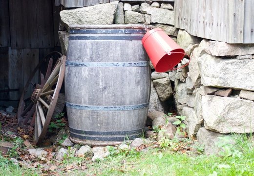 A barrel and cartwheels