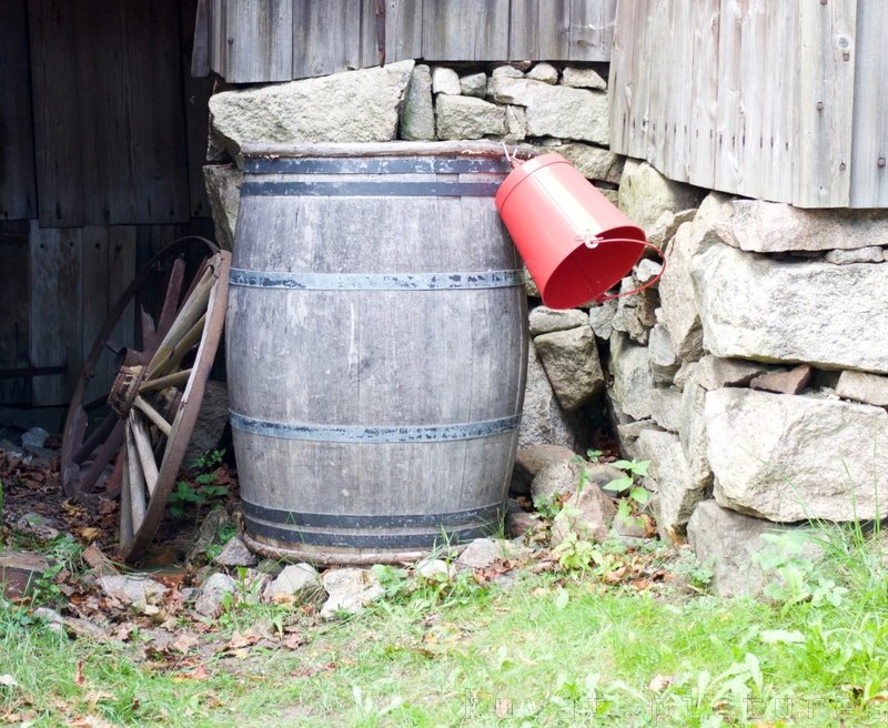 A barrel and cartwheels